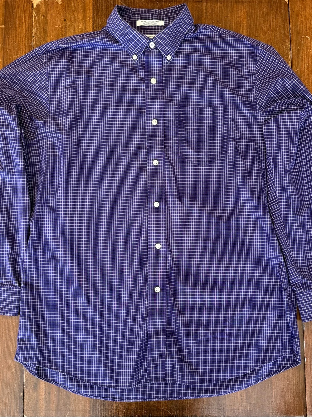 L.L Bean Mens Lg Wrinkle Resistance Long Sleeve Purple Gingham Button Down Shirt - Picture 3 of 11